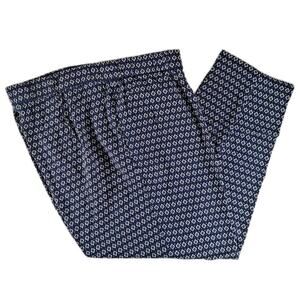 HM Capri Pants Womens 12 Navy Blue Geo Print High Rise Tapered Leg Pull On Boho